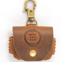 Airpod Pro genuine leather case hand-stamped with the Sound as Ever signature “Here for Now” Ouroboros design