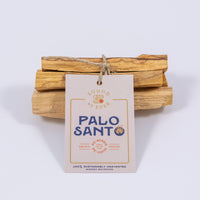 Bundle of ethically sourced palo santo sticks tied together with a tag with Sound As Ever logo