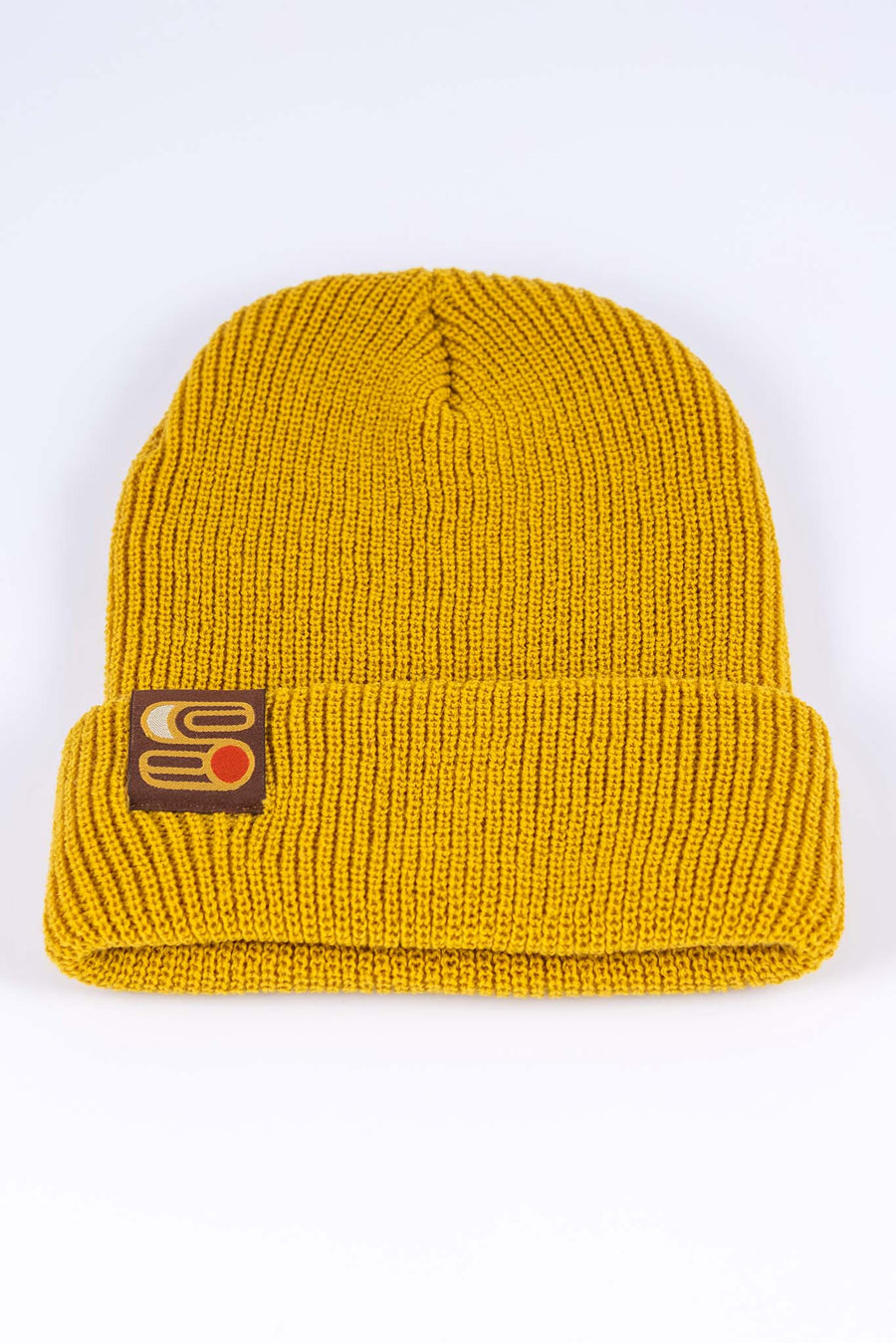 Yellow Sound As Ever beanie with the Sound as Ever logo on a tag
