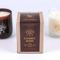 Soy wax candle "Cosmic Wink" scent with design of an eye with tears below it